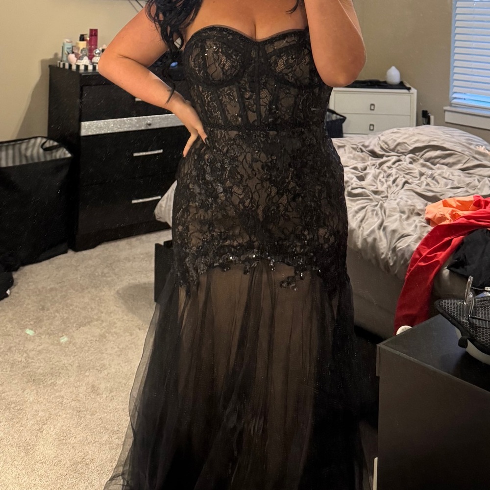 Elegant Black Lace Corset Dress